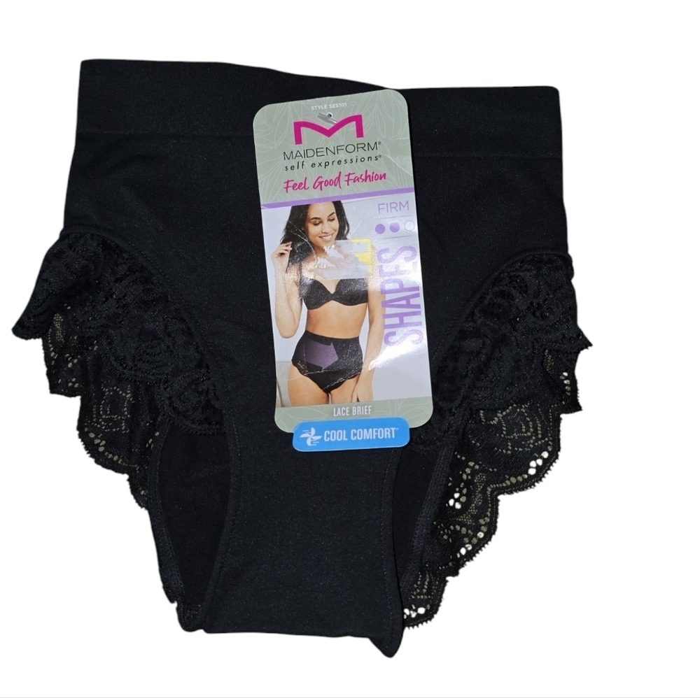 Womens Maidenform Black Lace Trim Panties, Small, NWT!!!